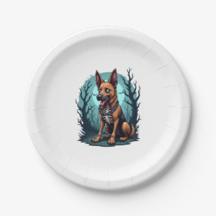 Skeleton Shepherd Dog Paper Plate