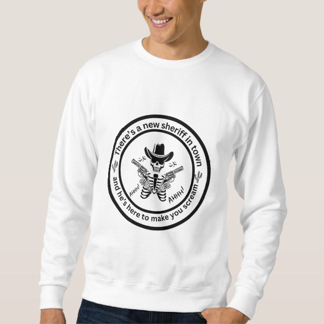 Skeleton Sheriff, Western Halloween Sweatshirt (Front)