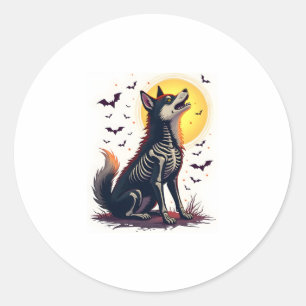 Skeleton Shiba Scream Classic Round Sticker