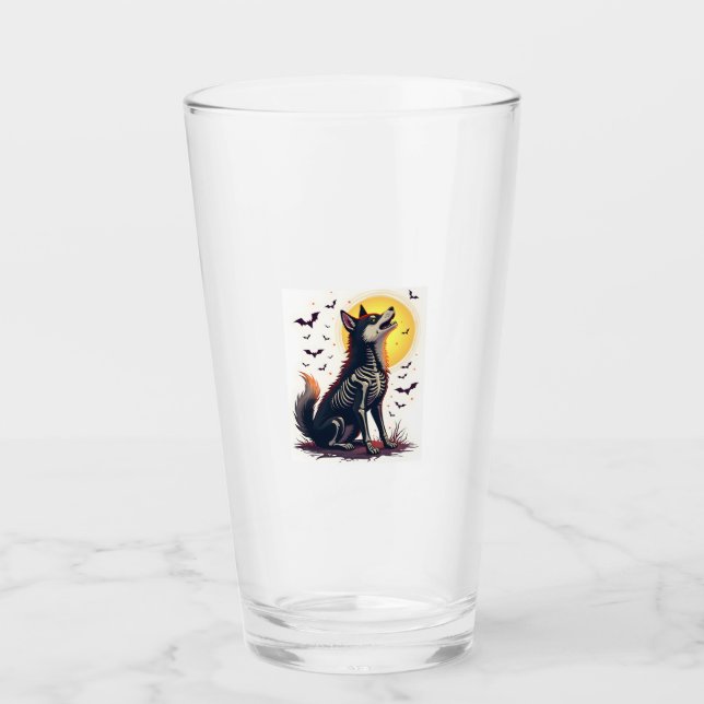 Skeleton Shiba Scream Glass (Front)