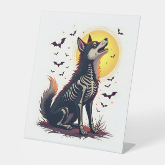 Skeleton Shiba Scream Pedestal Sign