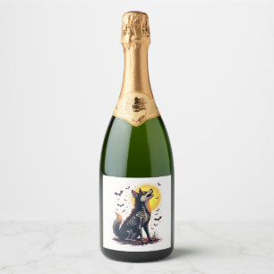 Skeleton Shiba Scream Sparkling Wine Label