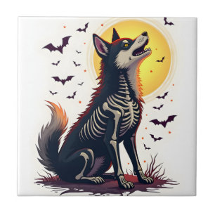 Skeleton Shiba Scream Tile