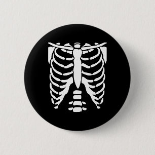 Skeleton Shirt Halloween Costume Rib Cage Anatomy  6 Cm Round Badge