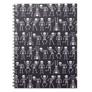 Skeleton silhouettes seamless pattern for hallowee notebook
