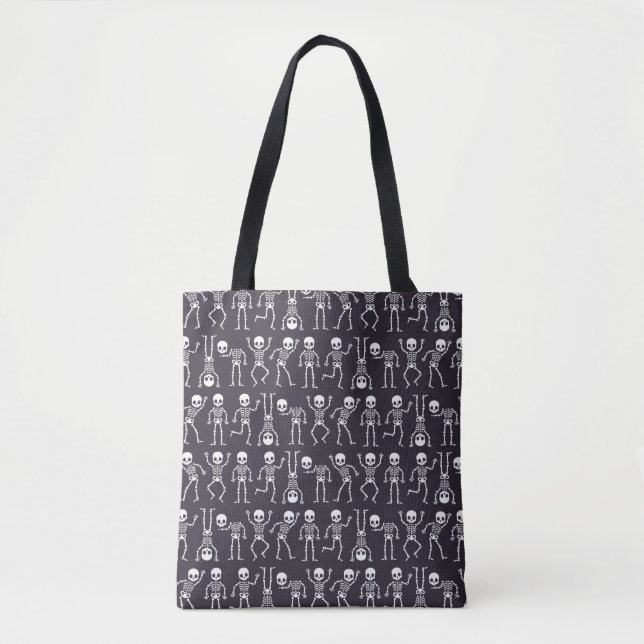 Skeleton silhouettes seamless pattern for hallowee tote bag (Front)