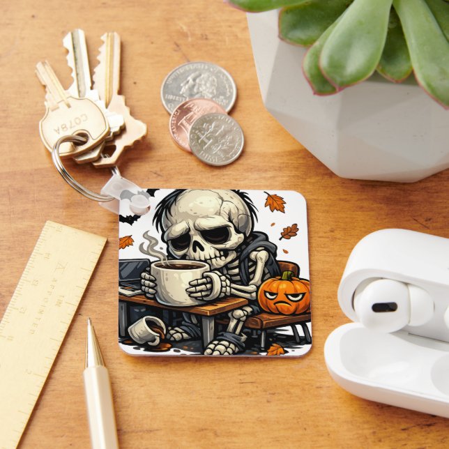 Skeleton Sips Autumn Brew Key Ring (Desk)