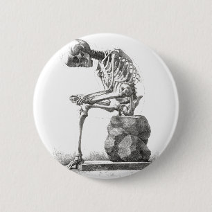 Skeleton Sitting Anatomy Illustraiton 6 Cm Round Badge