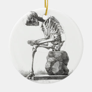 Skeleton Sitting Anatomy Illustraiton Ceramic Tree Decoration
