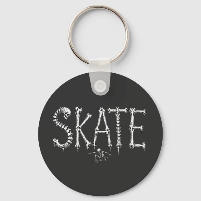 Skeleton SKATE Horror Design Key Ring (Front)