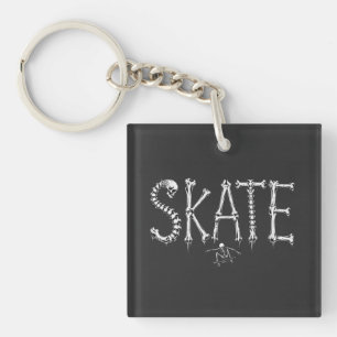 Skeleton SKATE Horror Design Key Ring