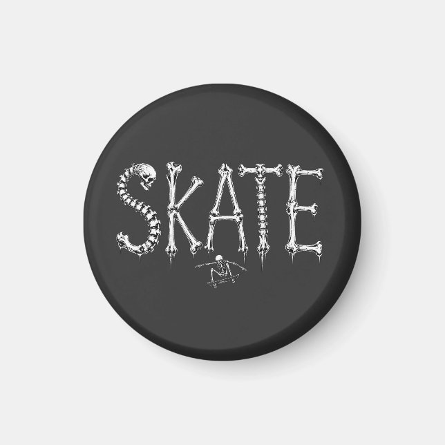 Skeleton SKATE Horror Design Magnet (Front)