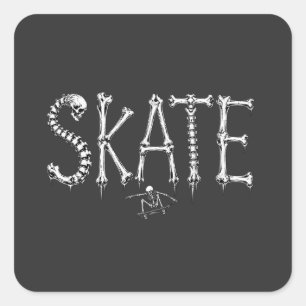 Skeleton SKATE Horror Design Square Sticker