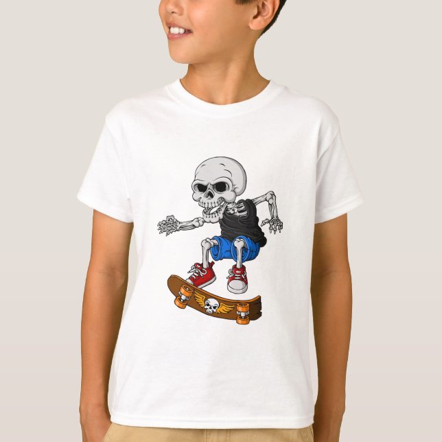 Skeleton Skateboard Children T-Shirt (Front)