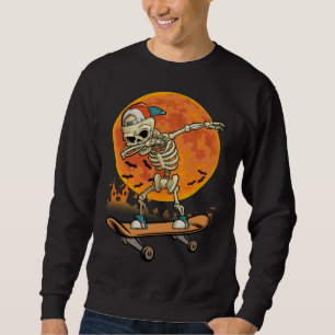 Skeleton Skateboard Dabbing Halloween Costume Gif Sweatshirt