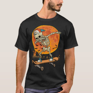 Skeleton Skateboard Dabbing Halloween Costume Gif T-Shirt