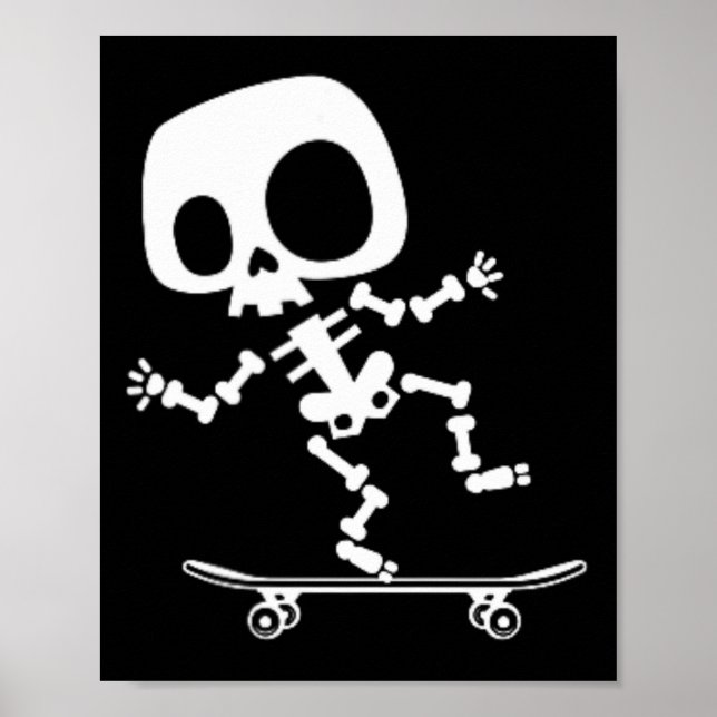 Skeleton Skateboard Halloween Costume Fun Skateboa Poster (Front)