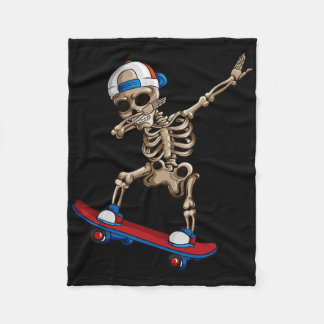 Skeleton Skateboard Skateboarding Skatefan Skater Fleece Blanket