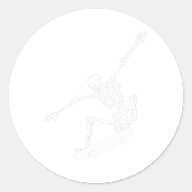 Skeleton Skateboard Skull Halloween Skateboarding  Classic Round Sticker (Front)
