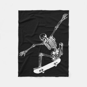 Skeleton Skateboard Skull Halloween Skateboarding  Fleece Blanket