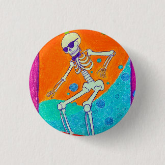 Skeleton Skateboarding 3 Cm Round Badge