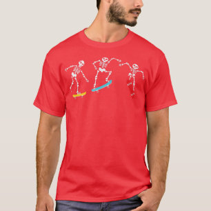 Skeleton Skateboarding Pumpkin Jackolantern Hallow T-Shirt
