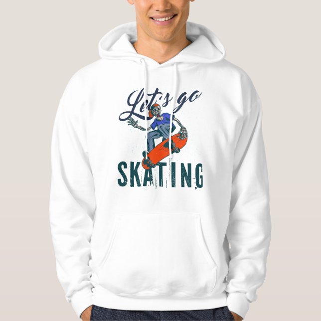 Skeleton Skateboarding T-Shirt | Skate Street Art  Hoodie (Front)
