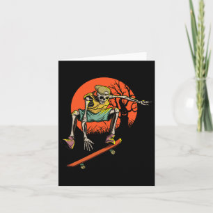 Skeleton Skater In Halloween With Skateboard Card