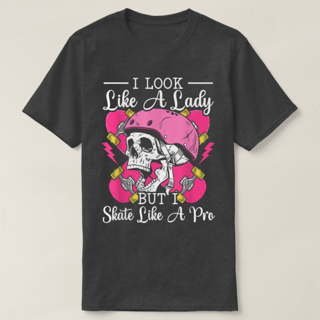 Skeleton Skater Skull Head T-Shirt (Design Front)
