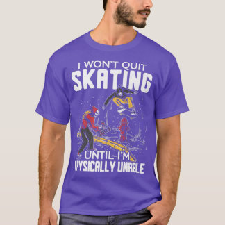 Skeleton Skater Spooky Cartoon  T-Shirt