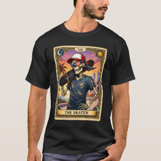 Skeleton Skater Tarot Card Skateboard Sunset Stree T-Shirt