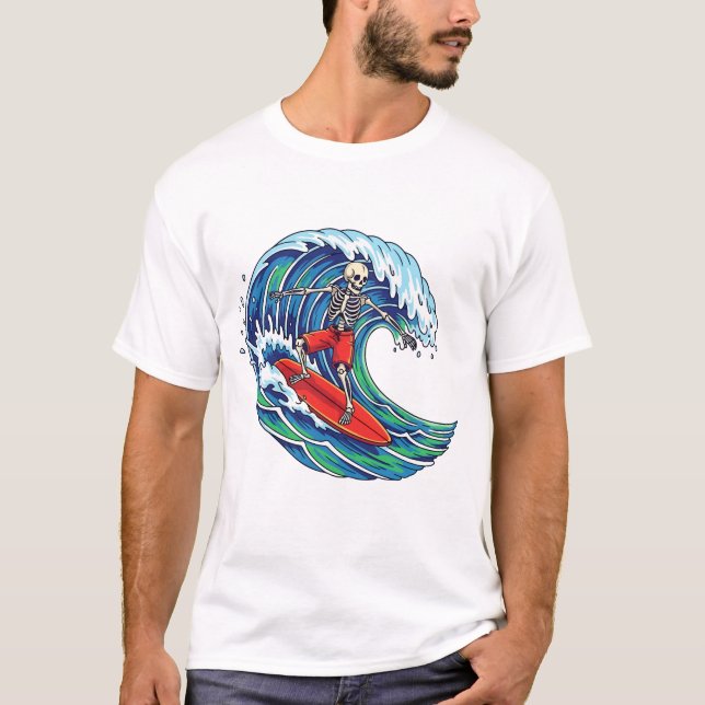 Skeleton Skating T-Shirt – Funny Skateboarding Ske (Front)