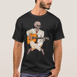 Skeleton Skeleton Playing Acoustic Rock Guitar T-Shirt