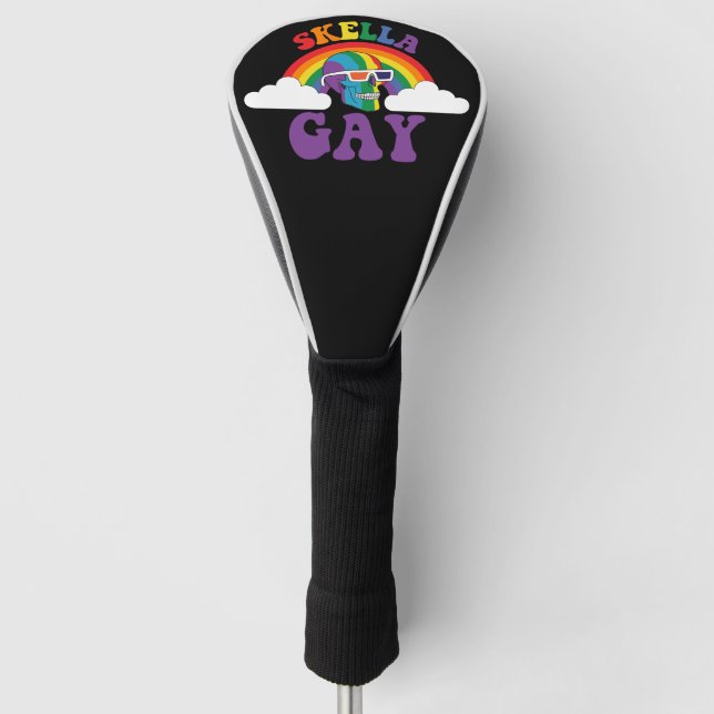 Skeleton Skella Gay Rainbow Pride Month Golf Head Cover (Front)