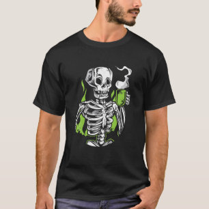 Skeleton Skull Alien Drinking Coffee Funny Novelty T-Shirt