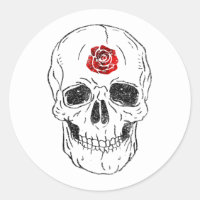 Skeleton Skull Bones Black & Red Rose Glitter Glam
