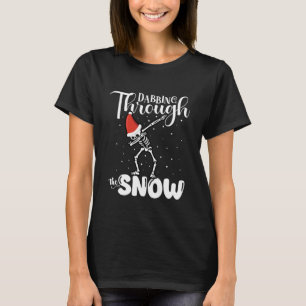 Skeleton Skull Dabbing Through The Snow Fun Christ T-Shirt
