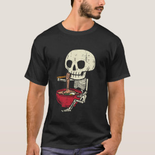 Skeleton Skull Eating Ramen Cute Anime Halloween B T-Shirt