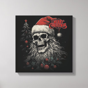 Skeleton Skull Funny Merry Christmas Santa Matchin Canvas Print