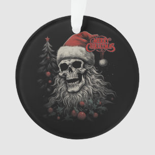 Skeleton Skull Funny Merry Christmas Santa Matchin Ornament