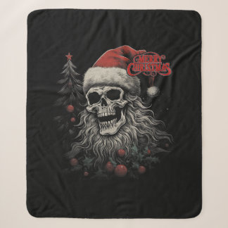 Skeleton Skull Funny Merry Christmas Santa Matchin Sherpa Blanket