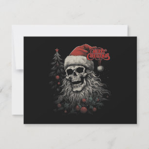 Skeleton Skull Funny Merry Christmas Santa Matchin Thank You Card