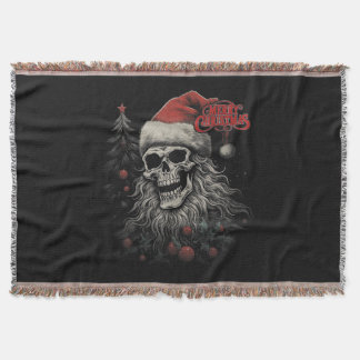 Skeleton Skull Funny Merry Christmas Santa Matchin Throw Blanket