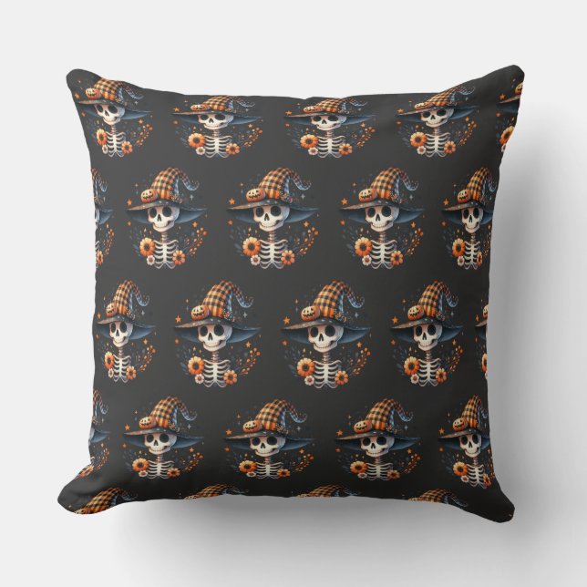 skeleton skull halloween day cushion (Front)