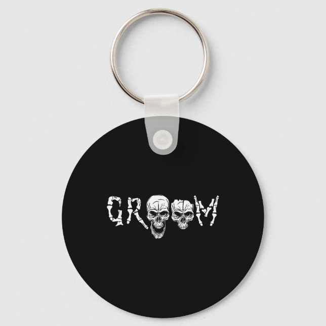 - Skeleton Skull Halloween Wedding Bachelor  Key Ring (Front)