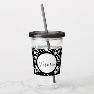 Skeleton Skull Pumpkin Script Monogrammed Acrylic Acrylic Tumbler