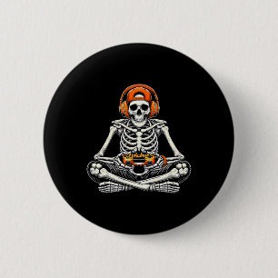 Skeleton Skull Video Game Gamer Men Boys Halloween 6 Cm Round Badge