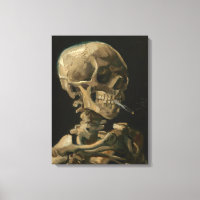 Skeleton Skull with Burning cigarette by Van Gogh