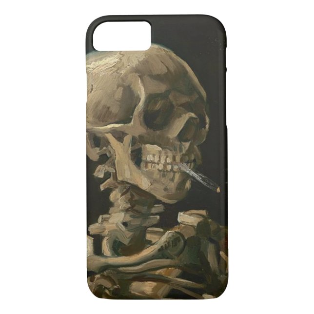 Skeleton Skull with Burning Cigarette by Van Gogh Case-Mate iPhone Case (Back)