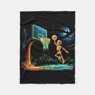 Skeleton Slam Dunk Hoop Bysketbyll Halloween Men B Fleece Blanket